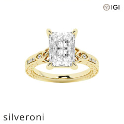 3.50 Carat Radiant Lab Grown Diamond Side Stone Engagement Ring - Silveroni