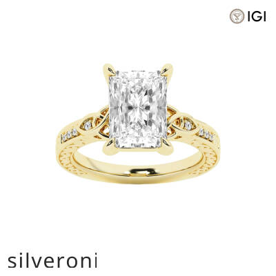 3.50 Carat Radiant Lab Grown Diamond Side Stone Engagement Ring - 1