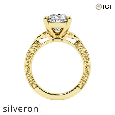 3.50 Carat Radiant Lab Grown Diamond Side Stone Engagement Ring - 2