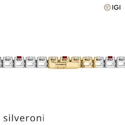 3.50 Carat Round Lab Grown Diamond and Ruby Tennis Bracelet in Platinum, 7 Inches - 3