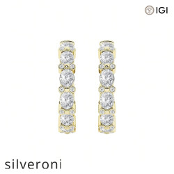 3.60 Carat Oval Lab Grown Diamond Bezel Hoop Earrings 14K Yellow Gold - Silveroni