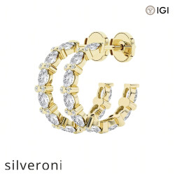 3.60 Carat Oval Lab Grown Diamond Bezel Hoop Earrings 14K Yellow Gold - 2