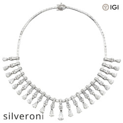 39.00 Carat Marquise Lab Grown Diamond Collar Necklace - Silveroni