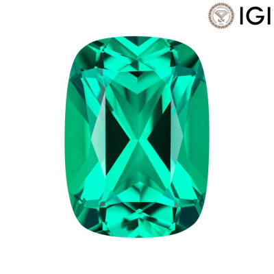 4.08 Carat Cushion Cut Lab-Created Emerald - 1