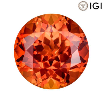4.28 Carat Round Cut Lab-Created Padparadscha - 1