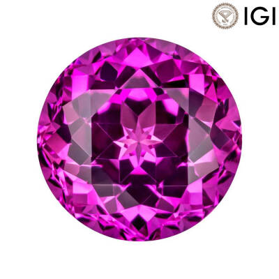 4.28 Carat Round Cut Lab-Created Pink Sapphire - 1