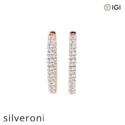 4 Carat Round Lab Grown Diamond Inside Out Hoop Earrings in 14K Rose Gold - Silveroni