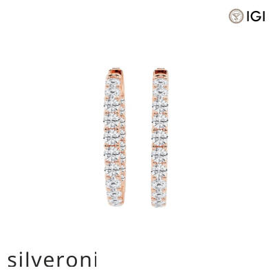 4 Carat Round Lab Grown Diamond Inside Out Hoop Earrings in 14K Rose Gold - 1