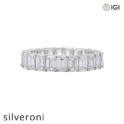 4.00 Carat Emerald Cut Diamond Eternity Band in Platinum - 2