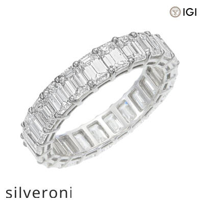 4.00 Carat Emerald Cut Diamond Eternity Band in Platinum - 5
