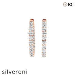 4.00 Carat Round Lab Grown Diamond Hoop Earrings in 14K Rose Gold - Silveroni