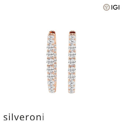 4.00 Carat Round Lab Grown Diamond Hoop Earrings in 14K Rose Gold - 1