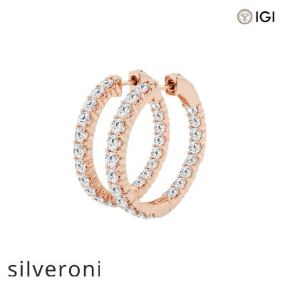 4.00 Carat Round Lab Grown Diamond Hoop Earrings in 14K Rose Gold - 2