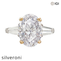 4.02 Carat Oval D Color IF Clarity Lab Grown Diamond Ring - Silveroni