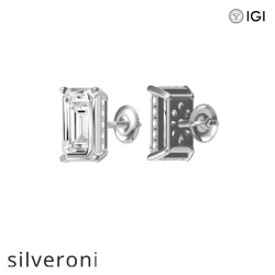 4.25 Carat Emerald Cut Lab Grown Diamond Stud Earrings - Silveroni