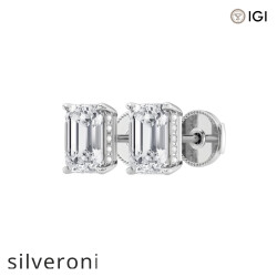 4.25 Carat Emerald Cut Lab Grown Diamond Stud Earrings - 2