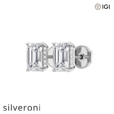 4.25 Carat Emerald Cut Lab Grown Diamond Stud Earrings - 2
