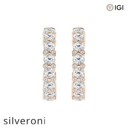 4.33 Carat Round Lab Grown Diamond Bezel Hoop Earrings 14K Rose Gold - Silveroni