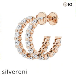 4.33 Carat Round Lab Grown Diamond Bezel Hoop Earrings 14K Rose Gold - 2