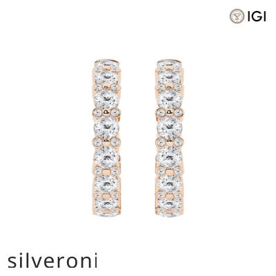 4.33 Carat Round Lab Grown Diamond Bezel Hoop Earrings in 14K Rose Gold - 1