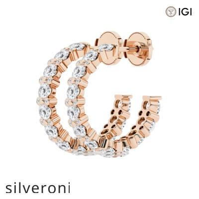 4.33 Carat Round Lab Grown Diamond Bezel Hoop Earrings in 14K Rose Gold - 2
