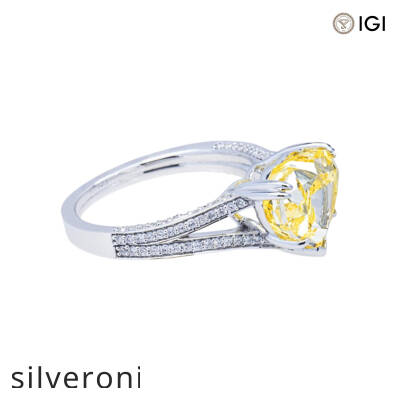 4.59 Carat Heart Shaped Lab Grown Diamond Ring in 14KT White Gold - 2