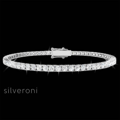 4ct Lab Diamond Tennis Bracelet D/VVS Quality Set in 18k by Silveroni - 2