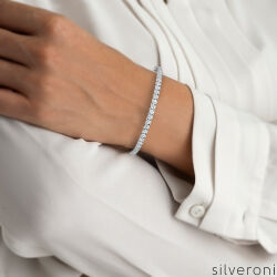 4ct Lab Diamond Tennis Bracelet D/VVS Quality Set in 18k by Silveroni - 3