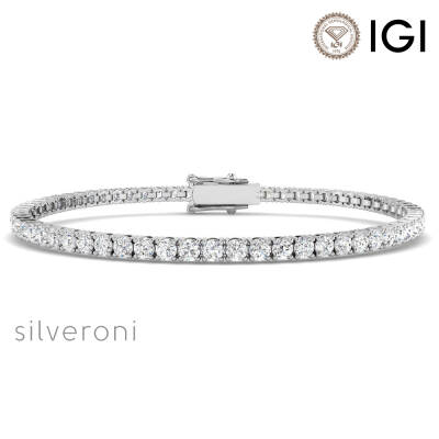 4ct Lab Diamond Tennis Bracelet D/VVS Quality Set in 18k by Silveroni - 1