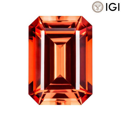 5.07 Carat Emerald Cut Lab-Created Padparadscha - 1