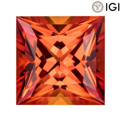 5.35 Carat Princess Cut Lab-Created Padparadscha - 1