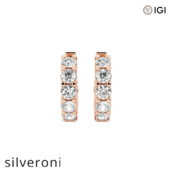 5 Carat Round Lab Grown Diamond Huggie Hoop Earrings in 14K Rose Gold - Silveroni