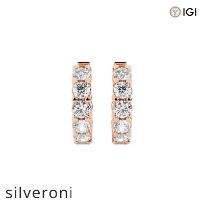 5 Carat Round Lab Grown Diamond Huggie Hoop Earrings in 14K Rose Gold - 1
