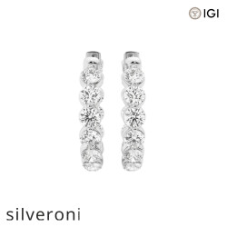 5 Carat Round Lab Grown Diamond Inside Out Floating Hoop Earrings - Silveroni