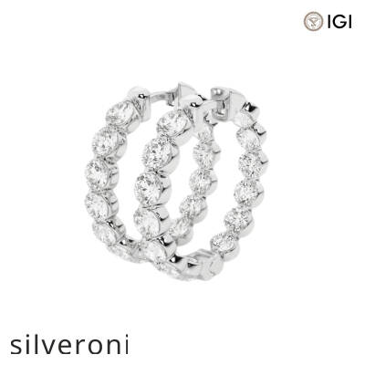 5 Carat Round Lab Grown Diamond Inside Out Floating Hoop Earrings - 2