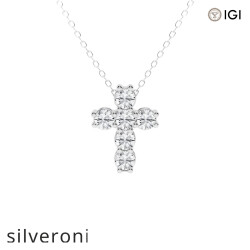 5 Carat Round Lab Grown Diamond Petite Cross Pendant in Platinum - Silveroni