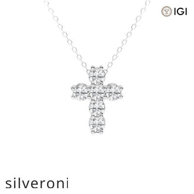 5 Carat Round Lab Grown Diamond Petite Cross Pendant in Platinum - 1