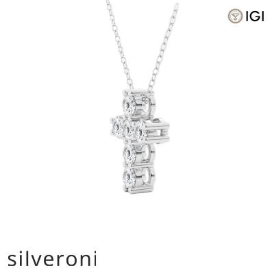5 Carat Round Lab Grown Diamond Petite Cross Pendant in Platinum - 2