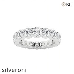 5.00 Carat Round Lab Grown Diamond Eternity Band 14K White Gold - Silveroni