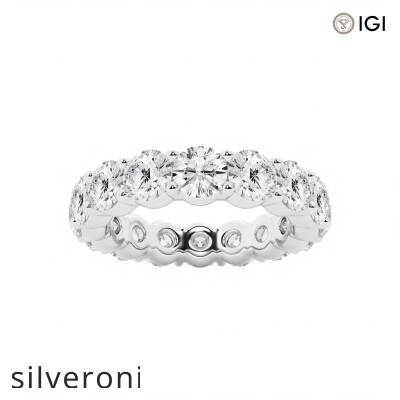5.00 Carat Round Lab Grown Diamond Eternity Band 14K White Gold - 1