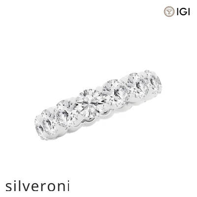 5.00 Carat Round Lab Grown Diamond Eternity Band 14K White Gold - 2