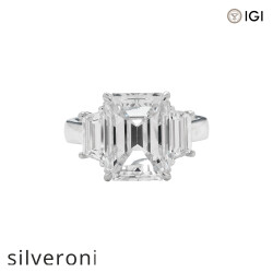 5.02 Carat D Color IF Clarity Emerald Cut Lab Grown Diamond Engagement Ring - Silveroni