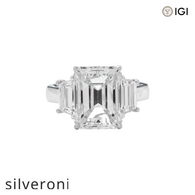 5.02 Carat D Color IF Clarity Emerald Cut Lab Grown Diamond Engagement Ring - 1