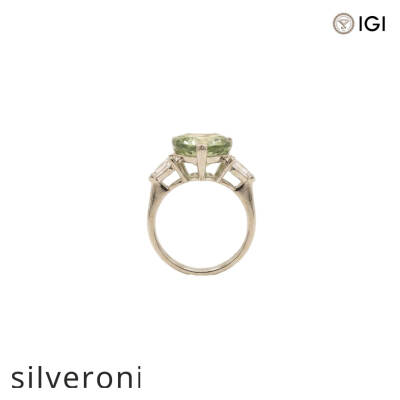 5.02 Carat Heart Cut Lab Grown Green Diamond Three-Stone Ring - 3