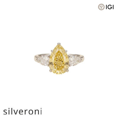 5.03 Carat Pear Cut Lab Grown Diamond Three-Stone Ring - 1