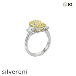 5.04 Carat Cushion Cut Lab Grown Diamond Trilogy Ring - 2