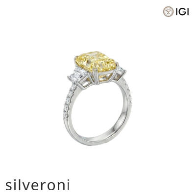 5.04 Carat Cushion Cut Lab Grown Diamond Trilogy Ring - 2