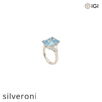 5.04 Carat Emerald Cut Lab Grown Blue Diamond Three-Stone Ring - 2