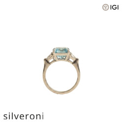 5.04 Carat Emerald Cut Lab Grown Blue Diamond Three-Stone Ring - 3