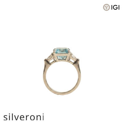 5.04 Carat Emerald Cut Lab Grown Blue Diamond Three-Stone Ring - 3